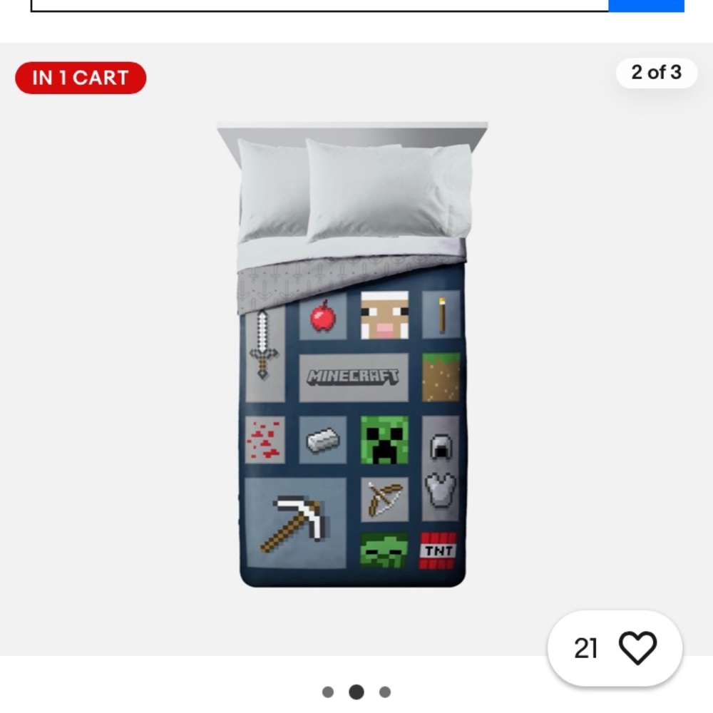 Minecraft comforter and sheet set twin with 2 pillowscases